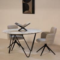 Eettafel Coco Marmer Wit Rond 125cm - Giga Meubel