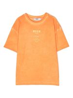 MSGM Kids t-shirt en coton à logo imprimé - Orange