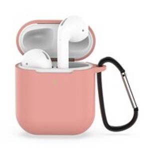 AirPods siliconen hoesje voor AirPods 1/2 - Zalmkleur + handige clip