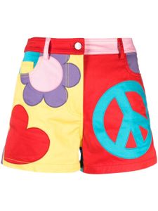 MOSCHINO JEANS short courte en coton à design colour block - Rouge