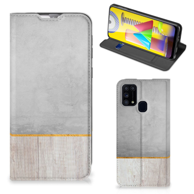 Samsung Galaxy M31 Book Wallet Case Wood Concrete Samsung Galaxy M31 Book Wallet Case Wood Concrete