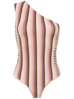 Amir Slama one shoulder swimsuit - Marron - thumbnail