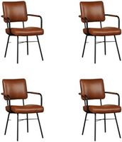 Set van 4 Cognac leren industriële design eetkamerstoelen Solid - Granada leer Savannah (cognac leer)