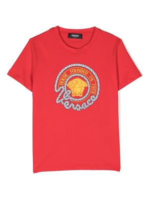 Versace Kids Katoenen T-shirt met Medusa-print - Rood