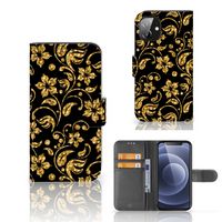 Apple iPhone 12 Mini Hoesje Gouden Bloemen - thumbnail