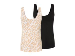 esmara 2 stuks dames tops (S (36/38), Zwart/beige)