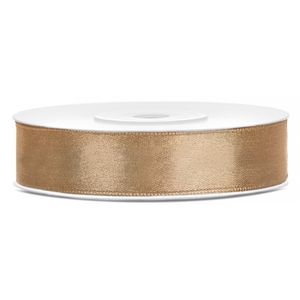 1x Gouden satijnlint rol 1,2 cm x 25 meter cadeaulint verpakkingsmateriaal