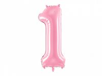 Folieballon cijfer 1 roze 86cm - thumbnail