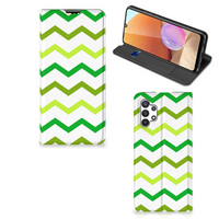 Samsung Galaxy A32 4G | A32 5G Enterprise Editie Hoesje met Magneet Zigzag Groen - thumbnail