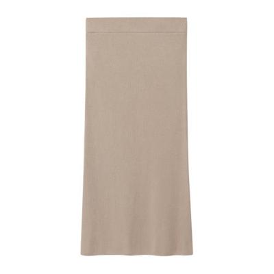 Mango ribgebreide rok beige