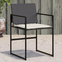 Tuinstoelen 4 st met kussens poly rattan zwart - thumbnail