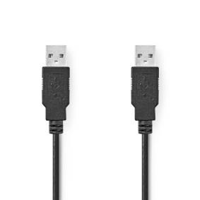 USB-Kabel | USB 2.0 | USB-A Male | USB-A Male | 480 Mbps | Vernikkeld | 2.00 m | Rond | PVC | Zwart