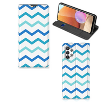 Samsung Galaxy A32 4G | A32 5G Enterprise Editie Hoesje met Magneet Zigzag Blauw