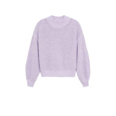 Mango grofgebreide trui lila
