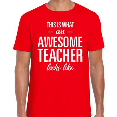 Awesome Teacher cadeau meesterdag t-shirt rood heren Awesome Teacher cadeau meesterdag t-shirt rood heren
