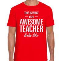 Awesome Teacher cadeau meesterdag t-shirt rood heren