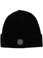 Stone Island bonnet nervuré à patch logo - Noir