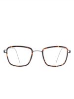 Lindberg lunettes de vue carrées à effet écailles de tortue - Marron