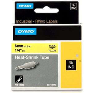 Dymo IND krimpkous zwart op geel, 6 mm x 1,5 meter label krimpkous