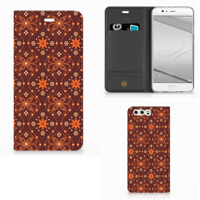 Huawei P10 Plus Hoesje met Magneet Batik Brown