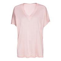 T-shirt van bio-zijden jersey met wijde V-hals, poeder 52