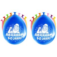 24x stuks Abraham/50 jaar feest ballonnen - diverse kleuren - latex - ca 30 cm - thumbnail