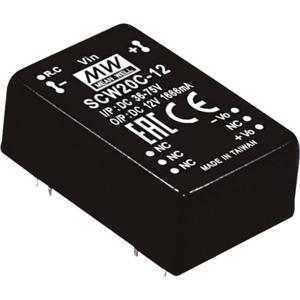 Mean Well SCW20A-12 DC/DC-convertermodule 1.666 A 20 W Aantal uitgangen: 1 x Inhoud 1 stuk(s)