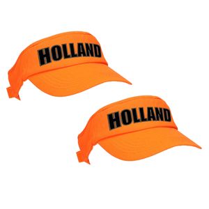 2x stuks Holland supporter zonneklep / sun visor oranje voor Koningsdag en EK / WK fans