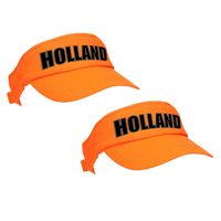 2x stuks Holland supporter zonneklep / sun visor oranje voor Koningsdag en EK / WK fans