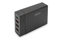 DIGITUS Universele Oplader 72 W - 1-Port USB-C - 3-Poorts USB-A - Snellader Power Delivery (PD 3.0) - Voor iPhone, iPad, Samsung Galaxy, Pixel, Xiaomi, Motorola, Huawei - Zwart