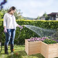 Vierkante Moestuinbak van Dennenhout met Open L-Vormige Basis Verhoogde Plantenbak voor Groenten en Fruit voor Tuin Binnenplaats - thumbnail