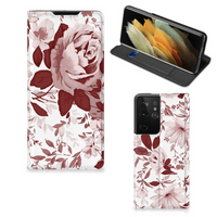 Bookcase Samsung Galaxy S21 Ultra Watercolor Flowers - thumbnail