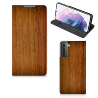 Samsung Galaxy S21 Plus Book Wallet Case Donker Hout - thumbnail