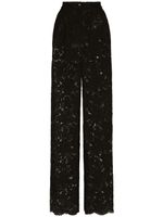 Dolce & Gabbana pantalon de tailleur à fleurs en dentelle - Noir