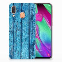 Samsung Galaxy A40 Bumper Hoesje Wood Blue