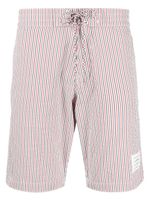 Thom Browne seersucker stripe-print swim shorts - Blanc