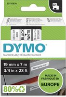 Dymo D1 tape 19 mm, zwart op wit