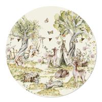 Behangcirkel Bosdieren Feest naturel 100 Zelfklevend Textielbehang