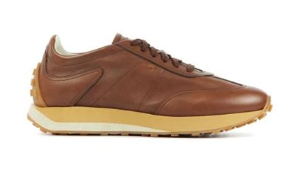 Santoni Heren Sneakers in Leder (Cognac)