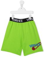 Versace Kids short de sport à bande logo - Vert