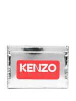 Kenzo logo-appliqué leather card holder - Argent