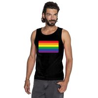 Gay pride mouwloos shirt Regenboog vlag zwart heren 2XL  -