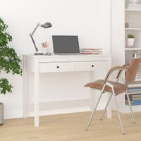 Bureau met lades 100x50x78 cm massief grenenhout wit - thumbnail