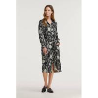 Scotch & Soda gebloemde satijnen blousejurk zwart/ gebroken wit