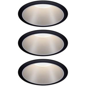 Paulmann 93408 Cole Coin Inbouwlamp Set van 3 stuks LED 18 W Zwart, Zilver