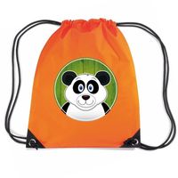 Panda dieren trekkoord rugzak / gymtas oranje voor kinderen - thumbnail