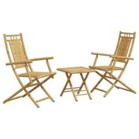 vidaXL 3-delige Bistroset bamboe, loungeset, loungeset tuin, loungeset buiten, tuinset, terrasset, tuinset lounge, tuin loungeset, terrasmeubelset