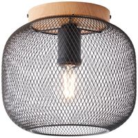 Brilliant Plafondlamp Giada zwart met hout 99628/76