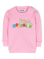 Moschino Kids sweat en coton à logo appliqué - Rose