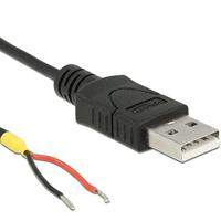 DeLock Kabel USB 2.0 type A stekker > 2 x open kabeleinden stroom 1,5 m Raspberry